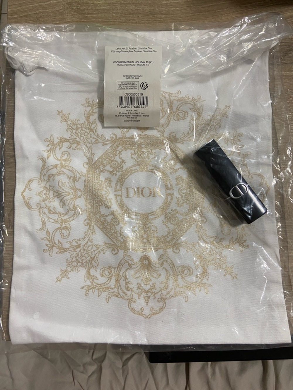 Christian Dior Rouge Dior Couture Lipstick - 999 Velvet & Drawstring Pouch Set